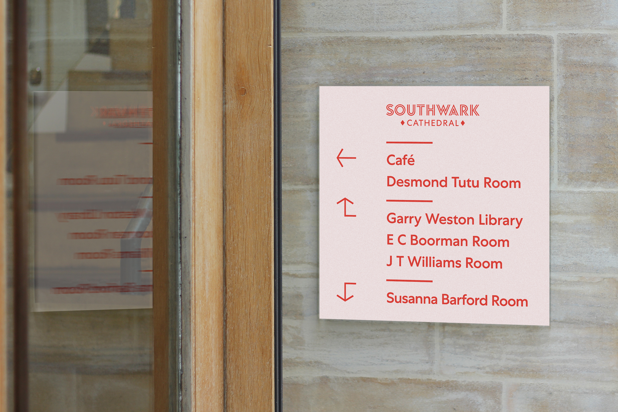 Indoor signage for Southwark Cathedral